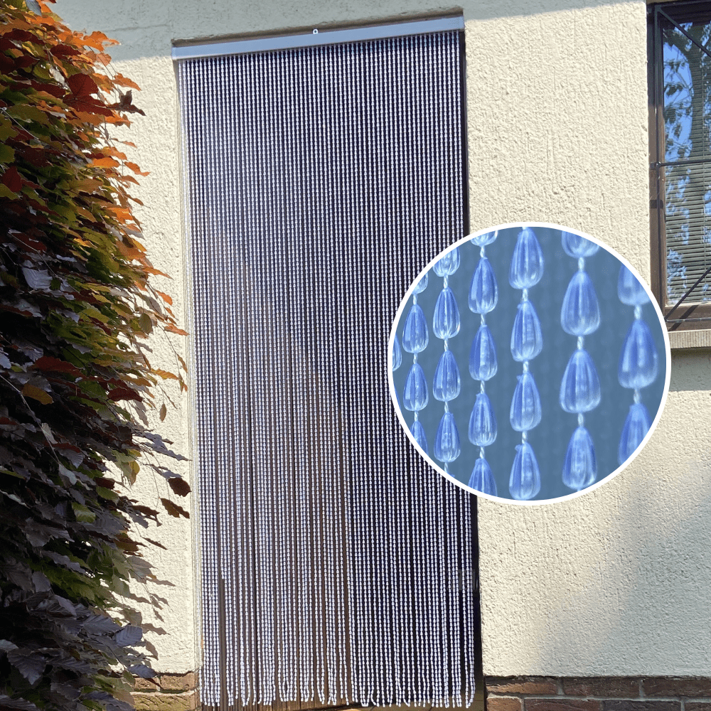 Transparant plastic kralen deurgordijn van 220 x 90 cm, ideaal vliegengordijn om insecten buiten te houden, geschikt voor deuropeningen, zorgt voor ventilatie en voorkomt muggen en vliegen.