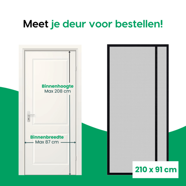 Magnetisch vliegengordijn met krachtige sluitingen en zijopening, uniek design van glasvezel, voor gemakkelijke toegang tot de deurklink.