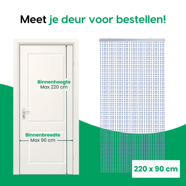 Transparant plastic kralen deurgordijn van 220 x 90 cm, ideaal vliegengordijn om insecten buiten te houden, geschikt voor deuropeningen, zorgt voor ventilatie en voorkomt muggen en vliegen.